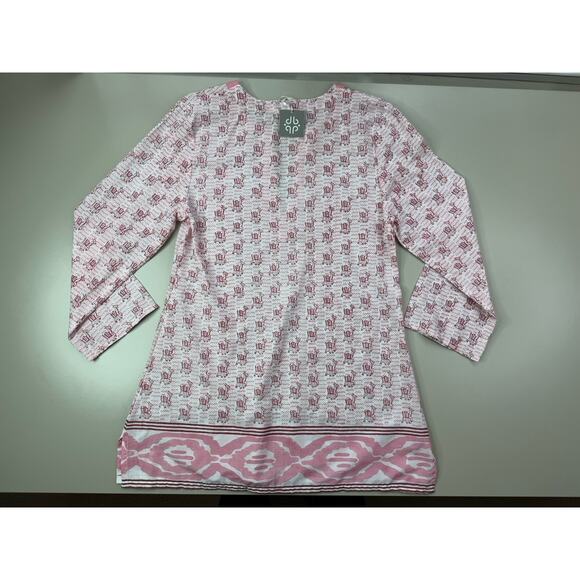 Anthropologie Pomegranate Boho Cotton Tunic S Pink White Resort Llama Print NWT - Picture 11 of 13